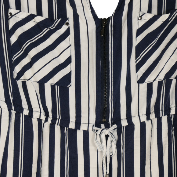 Torrid Blue White Dress Womens Size 0 XL Pockets Stretch Elastic Draw Waist - Picture 4 of 9